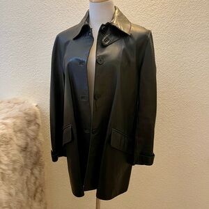 Beautiful Ralph Lauren Collection Black Leather Coat - Size 8
